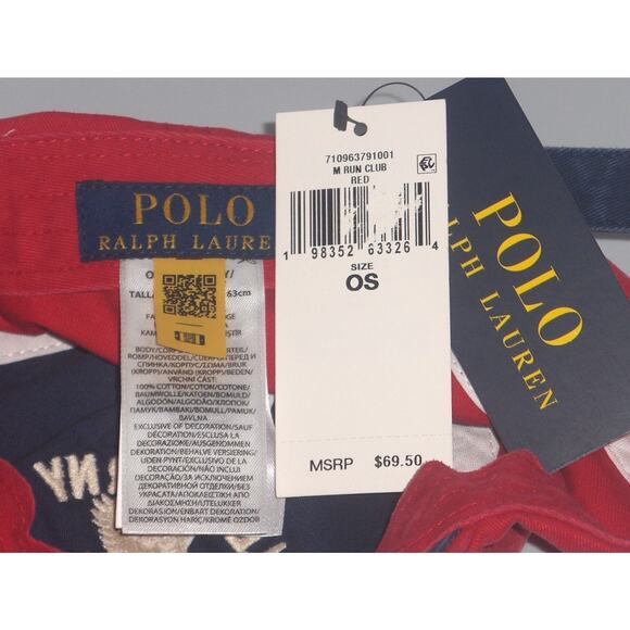 Polo Ralph Lauren Bleecker NY Run Club Red Navy Strapback Hat NWT RARE - Picture 9 of 9